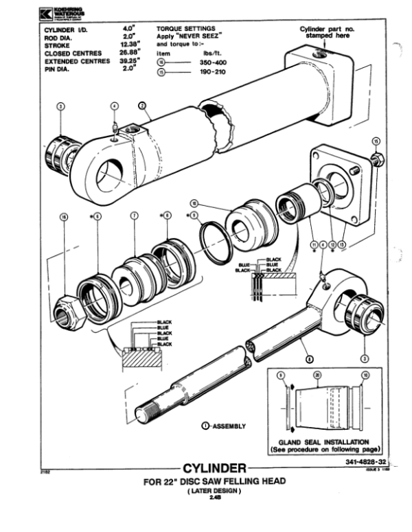 Koehring 20 Inch, 22 Inch (CAT. 227 – 180hp) Felling Heads Parts Catalog Manual – WC2141656 Workshop Guide