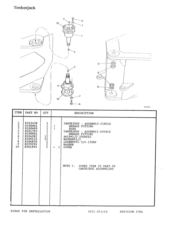 Timberjack 230F Forwarders Parts Catalog Manual – WC235191 Workshop Guide