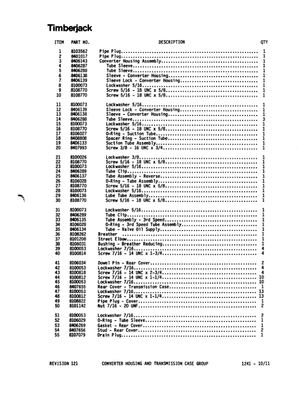 John Deere Timberjack C45 Tree Trimmer Parts Catalog Manual – WC394001A Workshop Guide