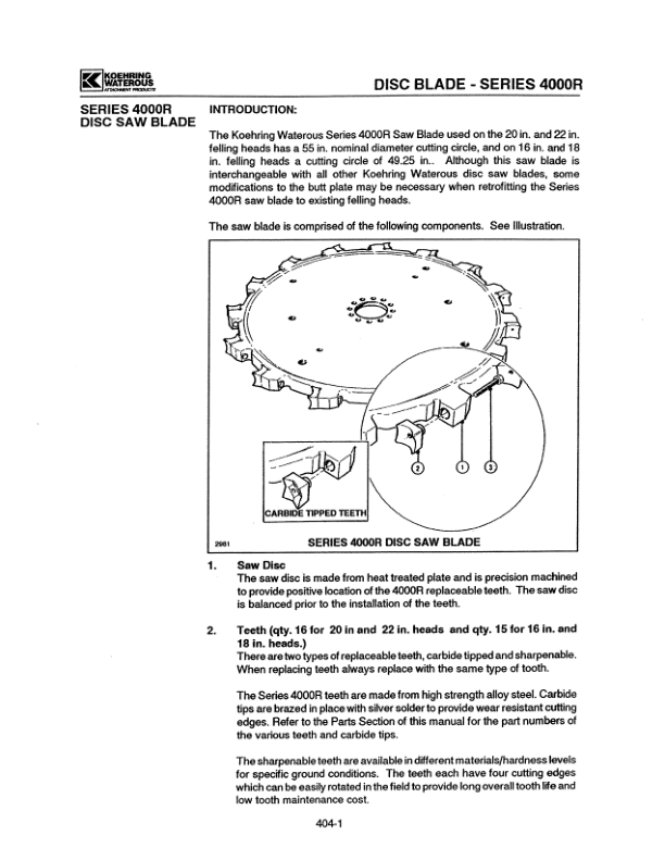 Koehring 20 Inch (Prentice 630FB) Felling Heads (SN 12647–12647 & 62001–64149) Parts Catalog Manual Workshop Guide