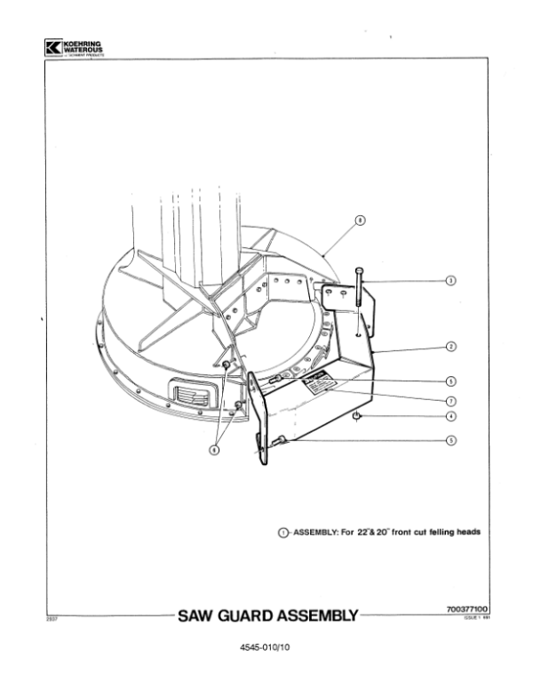 Koehring 22 Inch (CAT 300) Felling Heads (SN 2751-12938) Parts Catalog Manual – WC700711600 Workshop Guide
