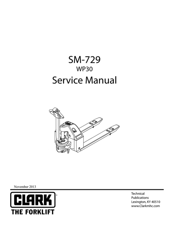 Clark WP30 Pallet Jack Service Repair Manual Workshop Guide