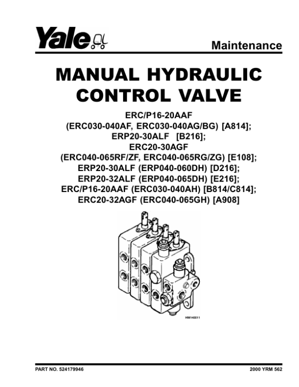 Yale ERC040ZG, ERC050ZG, ERC060ZG, ERC065ZG Forklift E108 Series Repair Manual Workshop Guide