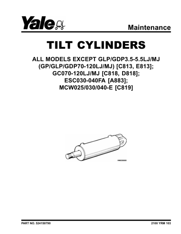 Yale ERC070HH, ERC080HH, ERC100HH, ERC120HH Forklift B839 Service Repair Manual Workshop Guide