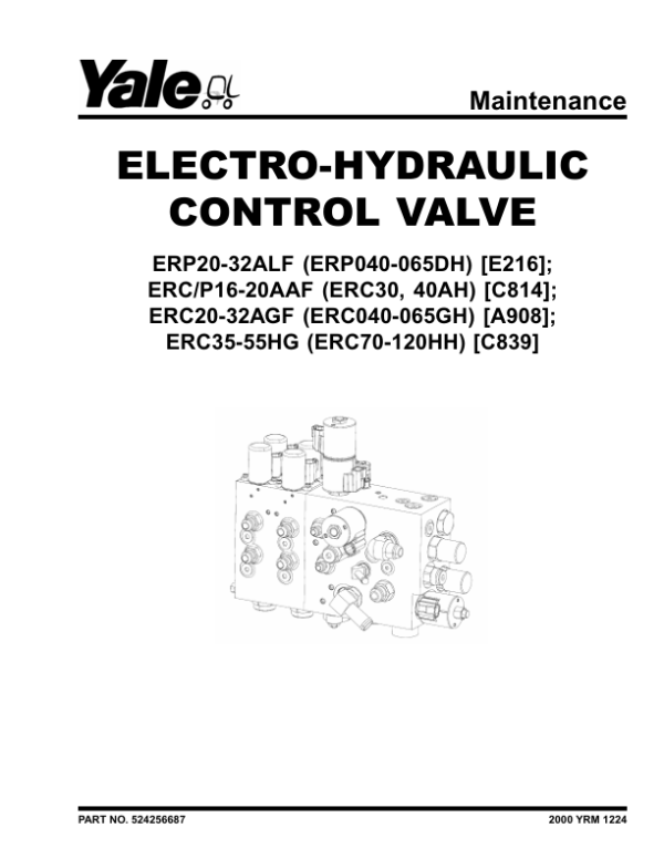 Yale ERC16AAF, ERP16AAF, ERC18AAF, ERP18AAF, ERC20AAF, ERP20AAF Forklift C814 Service Repair Manual Workshop Guide