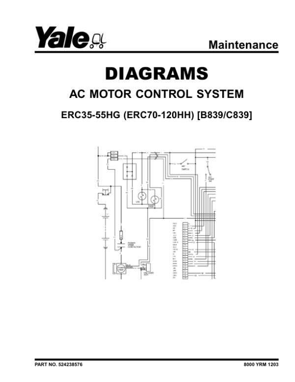 Yale ERC35HG, ERC40HG, ERC45HG, ERC55HG Forklift B839 Service Repair Manual Workshop Guide