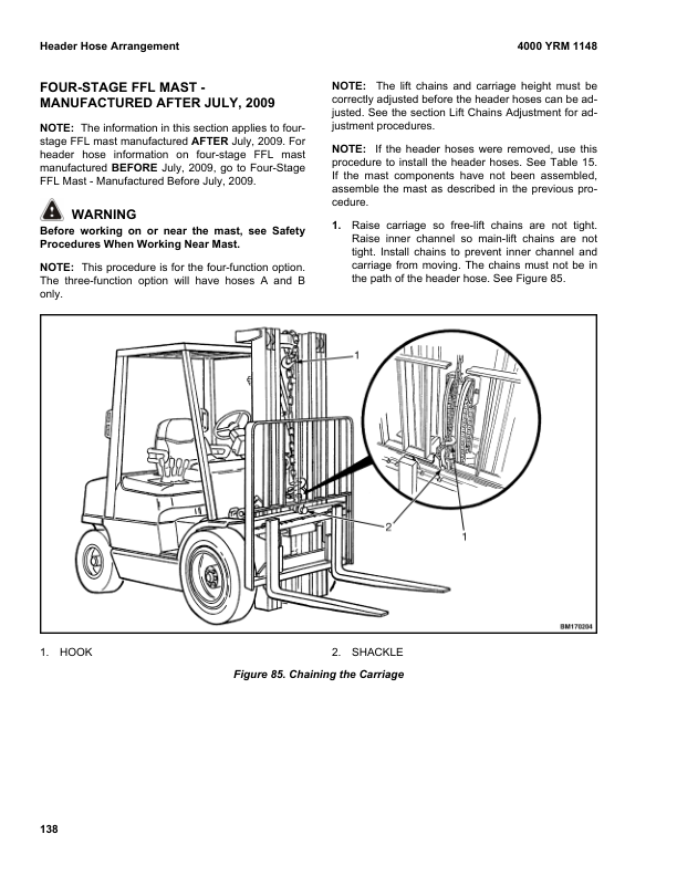 Yale ERP030TH, ERP035TH, ERP040TH Forklift F807 Series Repair Manual Workshop Guide