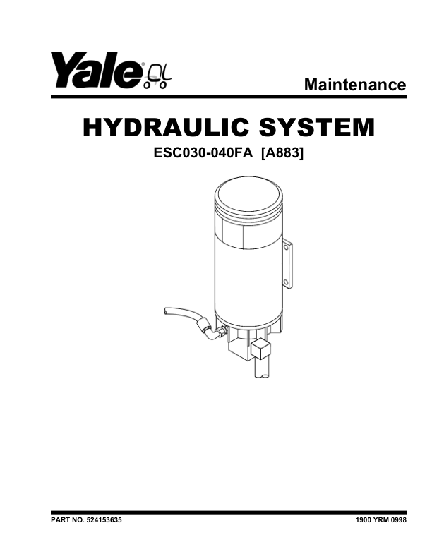 Yale ESC030FA, ESC035FA, ESC040FA Forklift A883 Service Repair Manual Workshop Guide