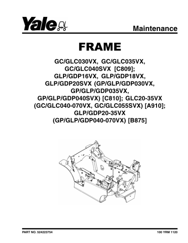 Yale GC030VX, GC035VX, GC040VX, GC040SVX Forklift C809 Service Repair Manual Workshop Guide