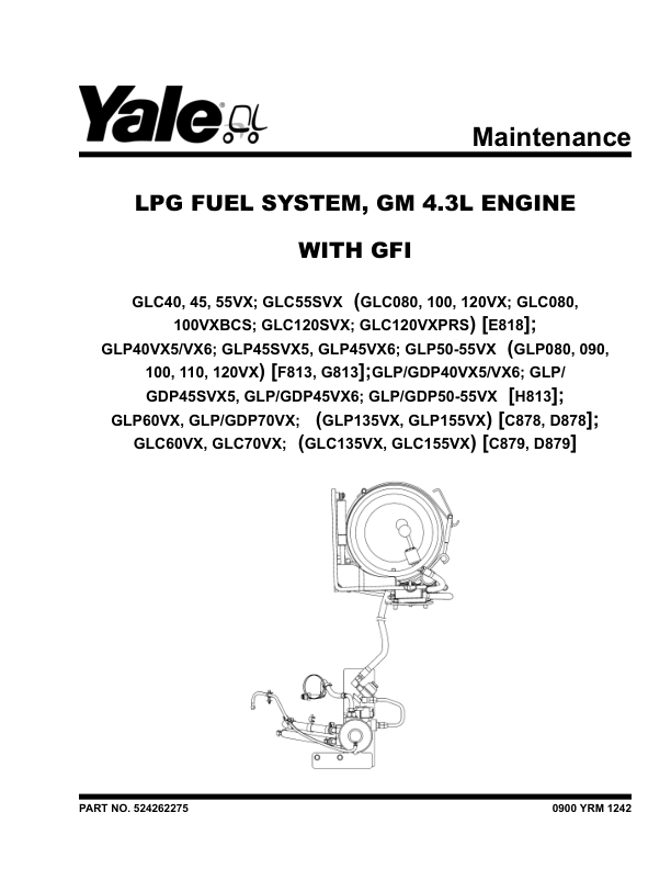Yale GC135VX, GC155VX, GC135VX, GC155VX Forklift D879 Series Repair Manual Workshop Guide