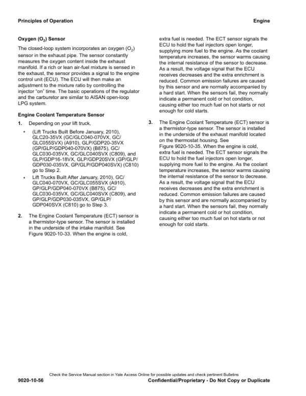 Yale GDP016VX, GDP018VX, GDP020SVX, GLP016VX, GLP018VX, GLP020SVX Forklift D810 Series Repair Manual Workshop Guide