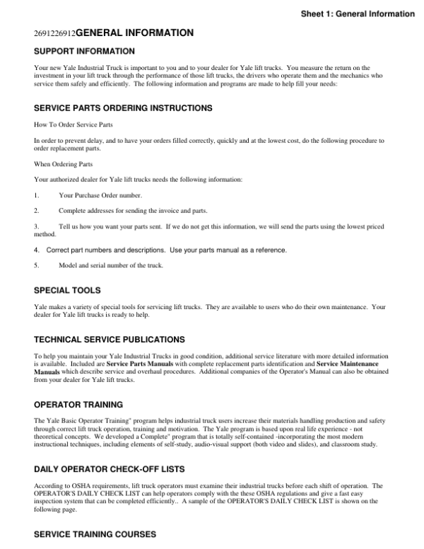 Yale GDP040TG, GDP050TG, GDP060TG, GDP065TG Forklift E177 Series Repair Manual Workshop Guide