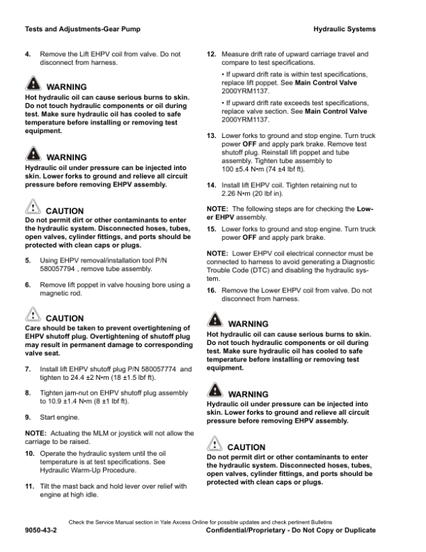 Yale GDP040VX, GDP045VX, GDP050VX, GDP055VX Forklift K813 Series Repair Manual Workshop Guide