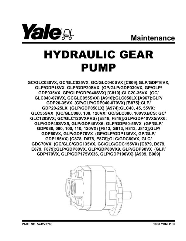 Yale GDP040VX, GDP050VX, GDP060VX, GDP070VX Forklift B875 Service Repair Manual Workshop Guide