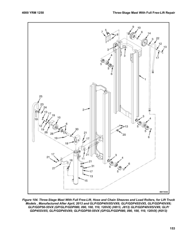 Yale GDP080VX, GDP090VX, GDP100VX, GDP110VX, GDP120VX Forklift H813 Series Repair Manual Workshop Guide