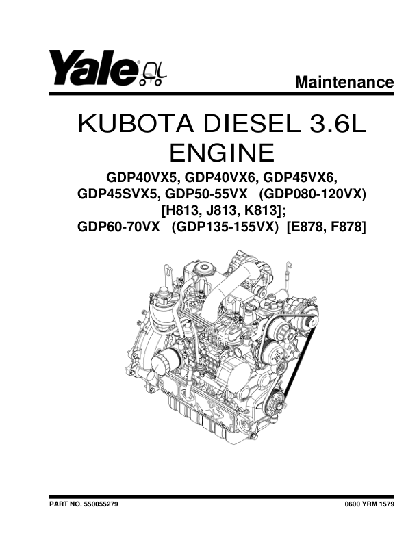 Yale GDP080VX, GDP090VX, GDP100VX, GDP110VX, GDP120VX Forklift J813 Series Repair Manual Workshop Guide