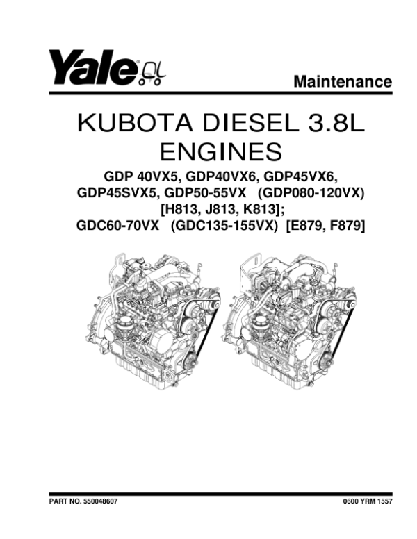 Yale GDP080VX, GDP090VX, GDP100VX, GDP110VX, GDP120VX Forklift K813 Series Repair Manual Workshop Guide
