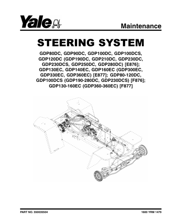 Yale GDP130EC, GDP140EC, GDP160EC Forklift E877 Series Repair Manual Workshop Guide
