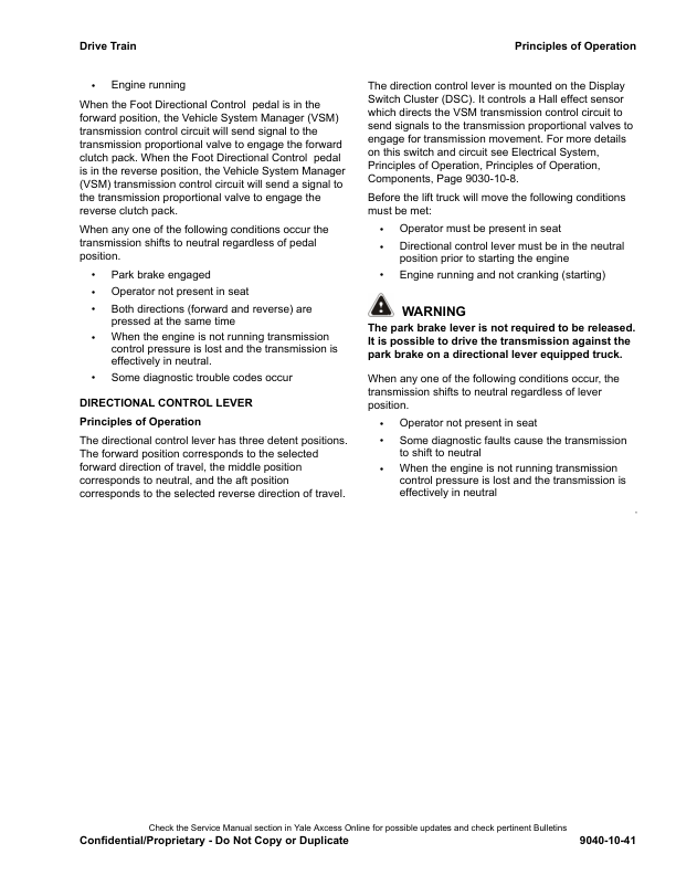 Yale GDP170VX, GDP175VX36, GDP190VX Forklift C909 Series Repair Manual Workshop Guide