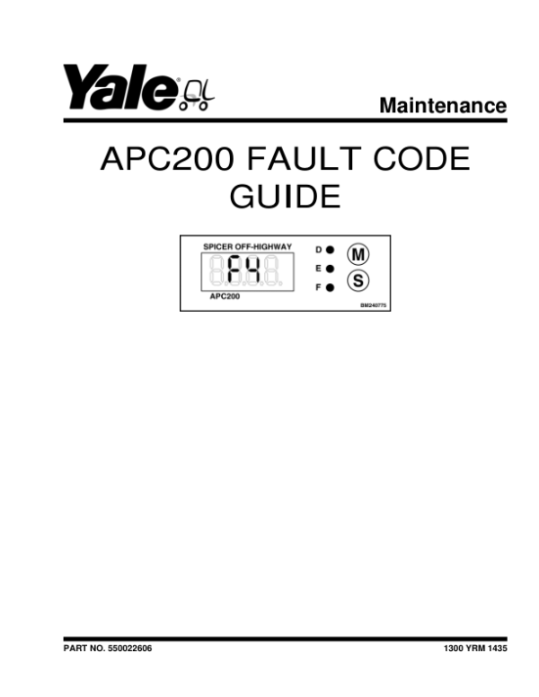 Yale GDP190DC, GDP210DC, GDP230DC, GDP230DCS, GDP250DC, GDP280DC Forklift E876 Series Repair Manual Workshop Guide