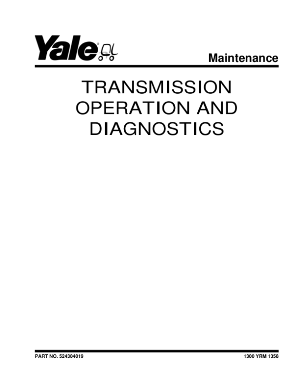 Yale GDP300EC, GDP330EC, GDP360EC Forklift E877 Series Repair Manual Workshop Guide