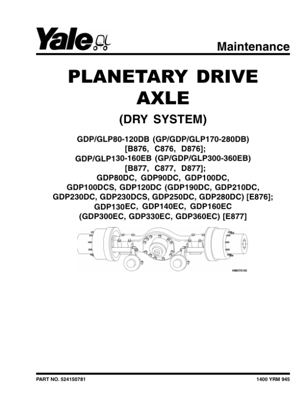 Yale GDP80DB GDP90DB GDP100DB GDP120DB Forklift C876 Service Repair Manual Workshop Guide