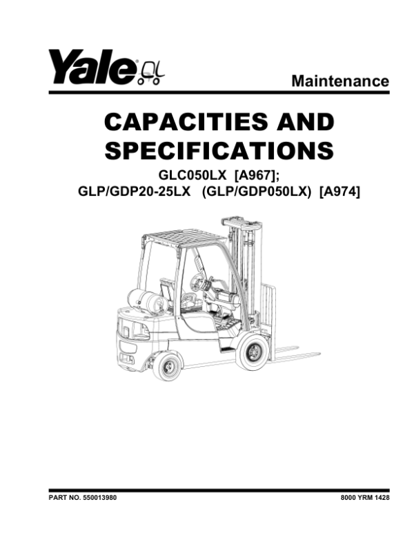 Yale GLC050LX Cushion Forklift A967 Service Repair Manual Workshop Guide