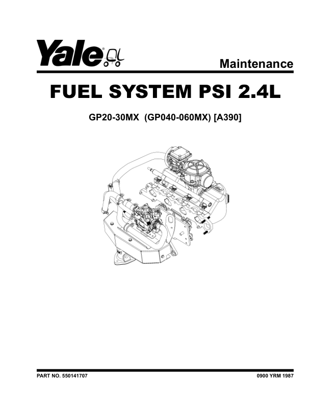 Yale GLC20VX, GLC25VX, GLC30VX Forklift A390 Service Repair Manual Workshop Guide