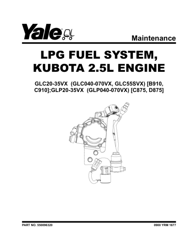 Yale GLC20VX, GLC25VX,GLC30VX, GLC35VX Forklift C910 Series Repair Manual Workshop Guide