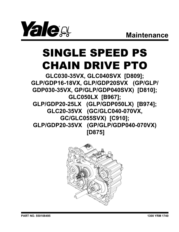Yale GLP020VX, GLP025VX, GLP030VX, GLP035VX Forklift D875 Series Repair Manual Workshop Guide