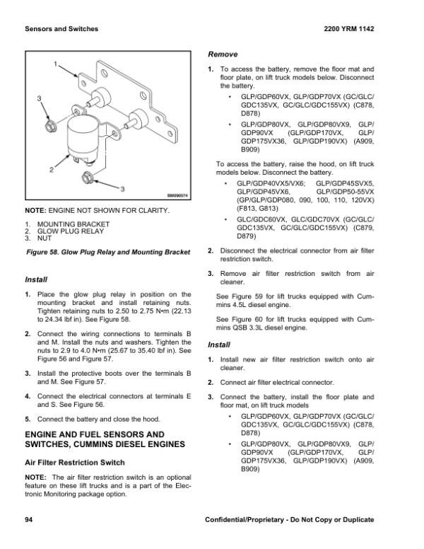 Yale GLP040VX, GLP050VX, GLP060VX, GLP070VX Forklift B875 Service Repair Manual Workshop Guide