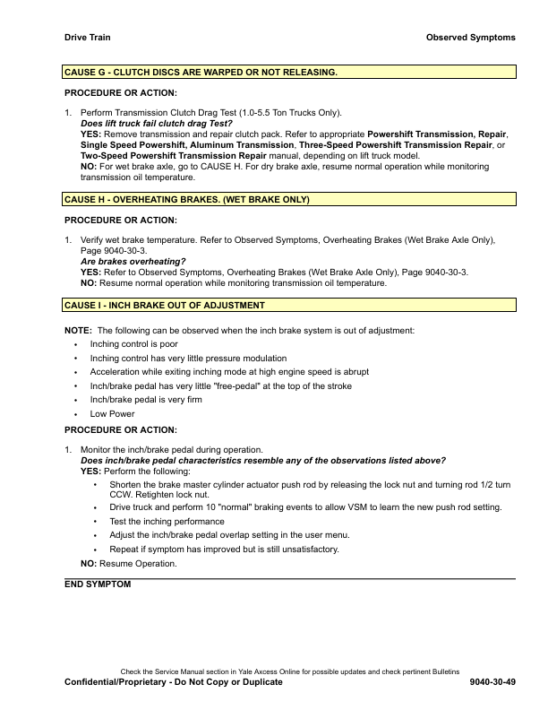 Yale GLP040VX, GLP050VX, GLP060VX, GLP070VX Forklift C875 Service Repair Manual Workshop Guide