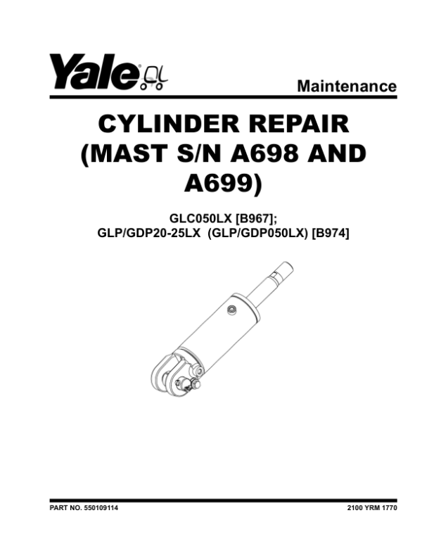 Yale GLP050LX, GDP50LX Forklift B974 Service Repair Manual Workshop Guide