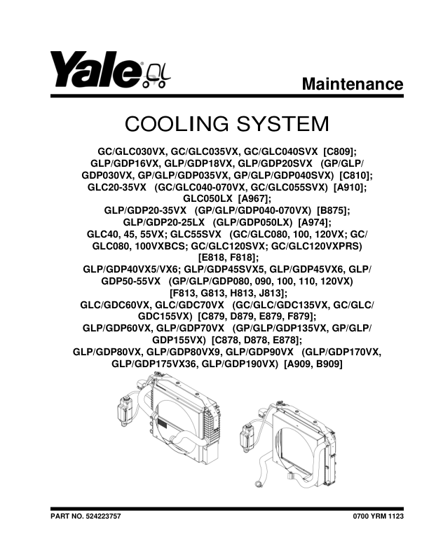 Yale GLP080VX, GLP090VX, GLP100VX, GLP110VX, GLP120VX Forklift F813 Series Repair Manual Workshop Guide