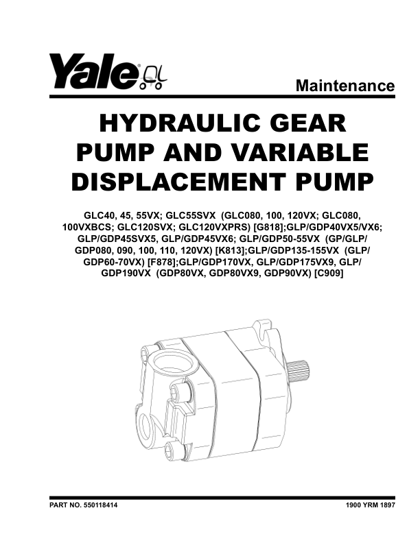 Yale GLP135VX, GLP155VX, GDP135VX, GDP155VX Forklift F878 Series Repair Manual Workshop Guide