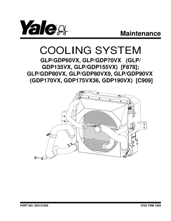 Yale GLP135VX, GLP155VX, GDP135VX, GDP155VX Forklift F878 Series Repair Manual Workshop Guide