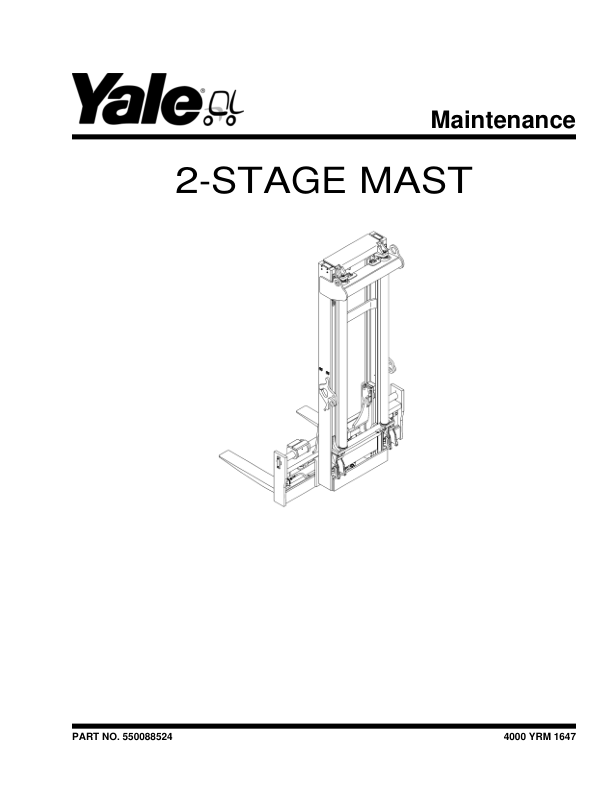 Yale GLP170DB, GLP190DB, GLP210DB, GLP230DB, GLP250DB, GLP280DB Forklift D877 Series Repair Manual Workshop Guide