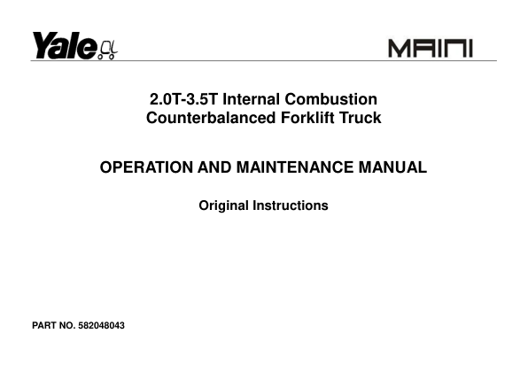 Yale GLP20UX, GDP20UX, GLP25UX, GDP25UX, GLP30UX, GDP30UX, GLP35UX, GDP35UX Forklift A960 Service Repair Manual Workshop Guide
