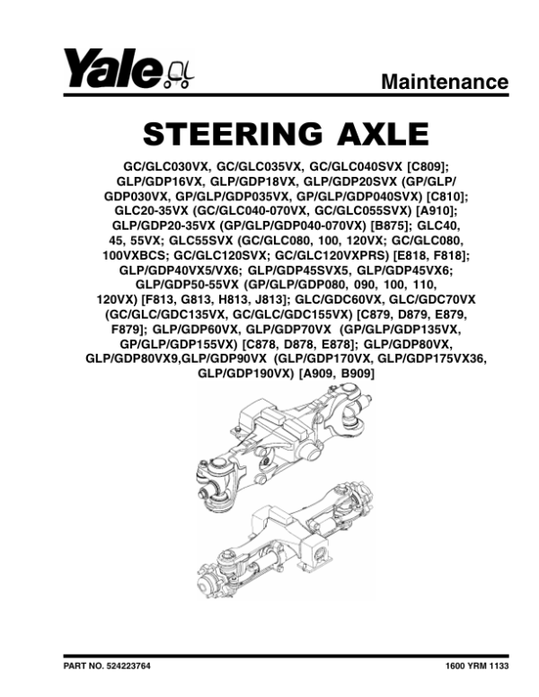 Yale GLP40VX5, GLP40VX6, GLP45VX6, GLP50VX, GLP55VX Forklift G813 Series Repair Manual Workshop Guide