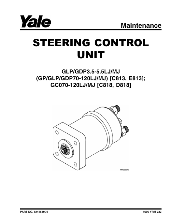 Yale GLP70LJ, GLP80LJ, GLP90LJ, GLP100MJ, GLP110MJ, GLP120MJ Forklift C813 Service Repair Manual Workshop Guide
