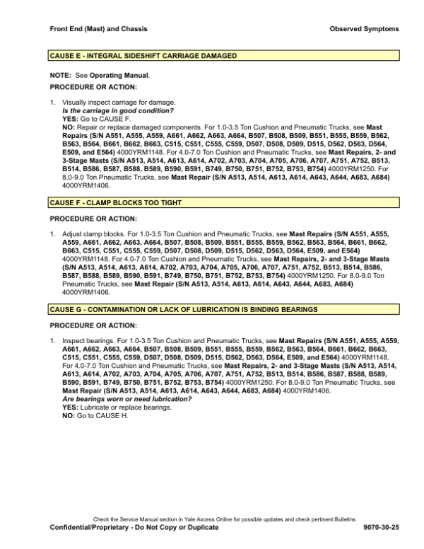Yale GLP80VX, GLP80VX9, GLP90VX Forklift C909 Series Repair Manual Workshop Guide