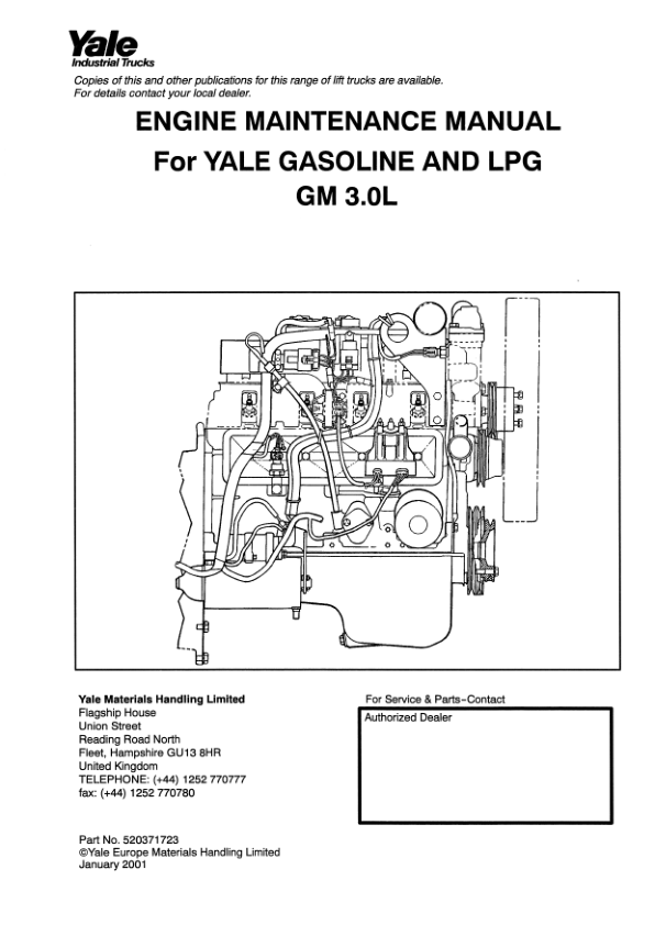 Yale GP040TG, GP050TG, GP060TG, GP065TG Forklift E177 Series Repair Manual Workshop Guide