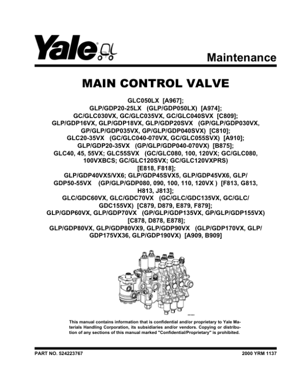 Yale GP080VX, GP090VX, GP100VX, GP110VX, GP120VX Forklift G813 Series Repair Manual Workshop Guide