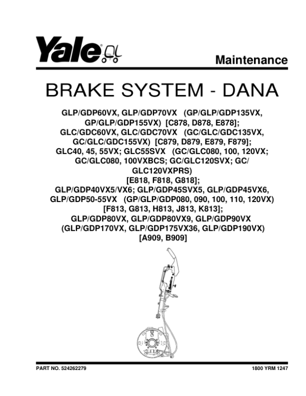 Yale GP080VX, GP090VX, GP100VX, GP110VX, GP120VX Forklift K813 Series Repair Manual Workshop Guide
