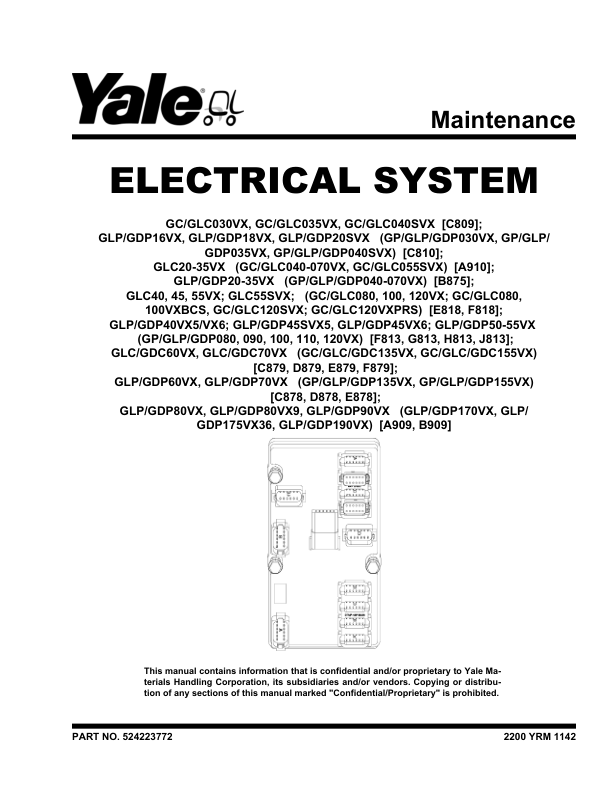 Yale GP135VX, GP155VX, GDP135VX, GDP155VX Forklift D878 Series Repair Manual Workshop Guide