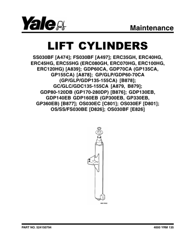 Yale GP300EB, GP330EB, GP360EB Forklift B877 Service Repair Manual Workshop Guide