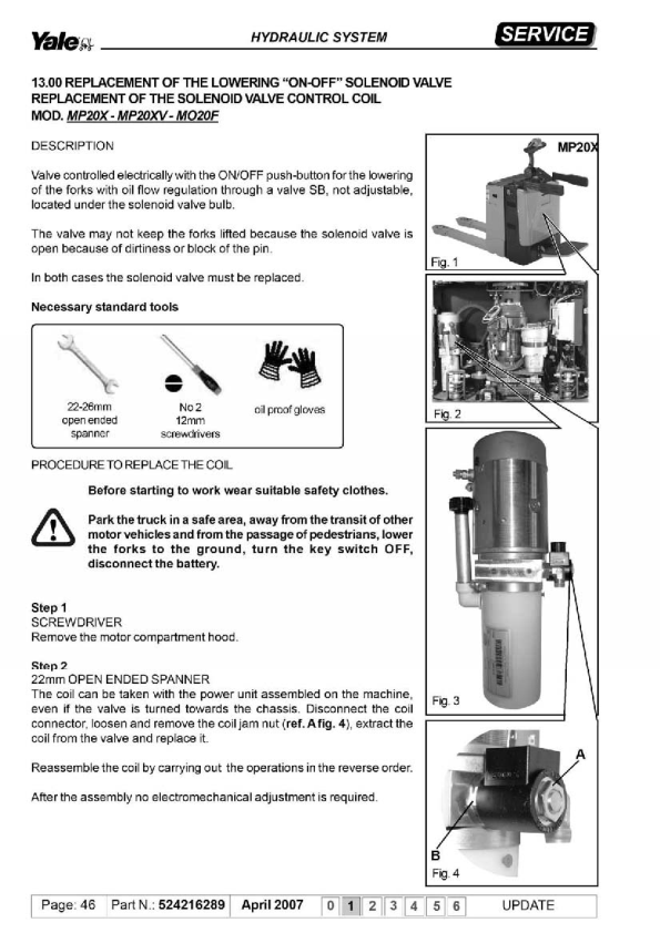 Yale MO20F Electric Pallet Stacker A943 Service Repair Manual Workshop Guide