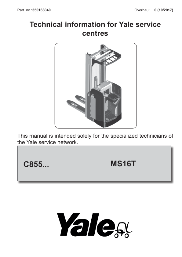 Yale MP16S Pallet C855 Service Repair Manual Workshop Guide