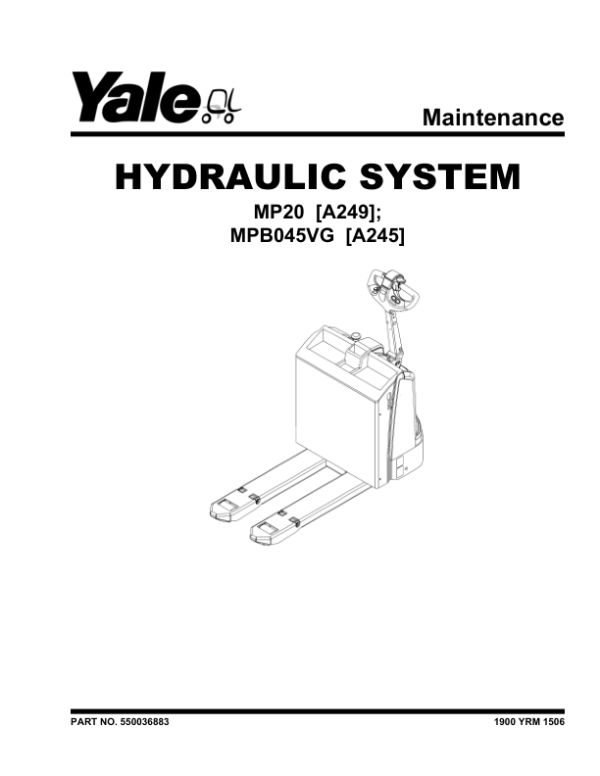 Yale MP20 Pallet Truck A249 Series Repair Manual Workshop Guide