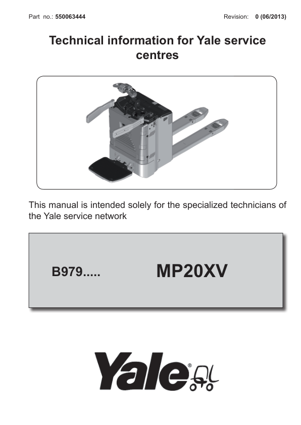 Yale MP20XV Pallet Jack Hand Truck B979 Service Repair Manual Workshop Guide